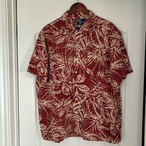 Vintage Polo Ralph Lauren Hawaiian‎ Camp Silk Linen Button Shirt Red Men’s XL